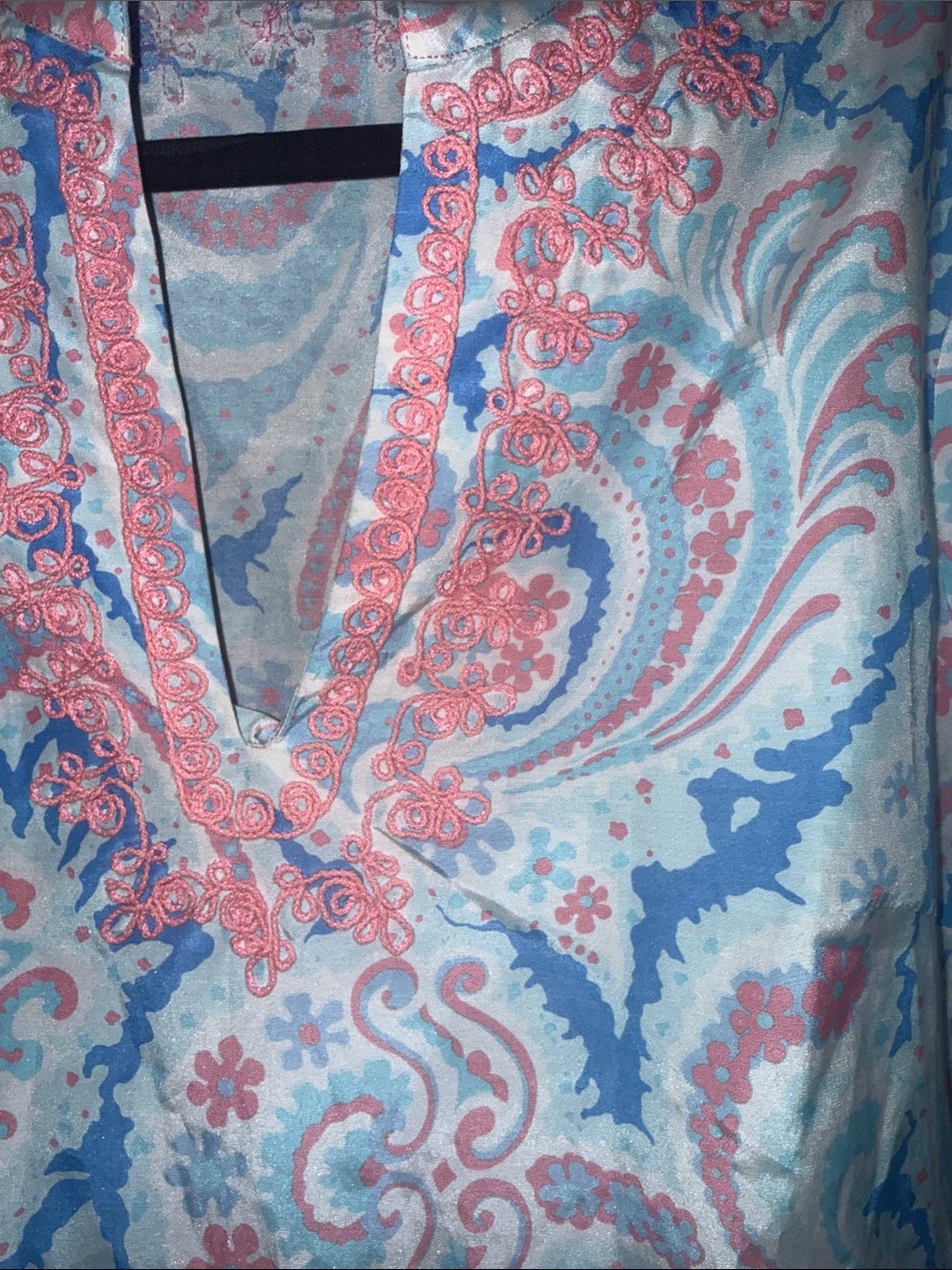J McLaughlin Paisley Floral Tunic Top Silk/Cotton  Size 12 - Picture 3 of 5